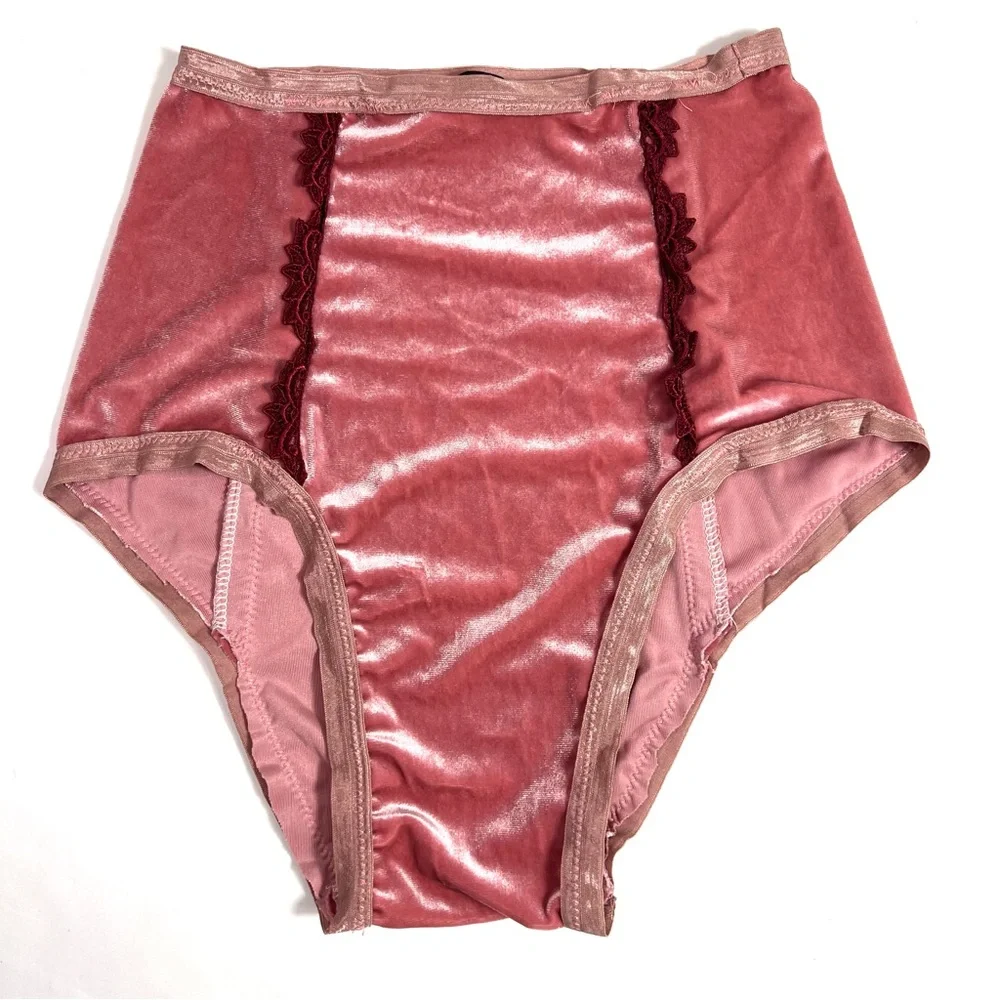 Unique K.S. Garner Velvet Bloomers Pink Velvet Red Trim - Picture 3 of 15